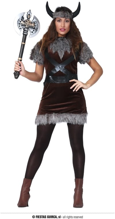 Fiestas Guirca Verkleedjurk Viking Dames Polyester Bruin Maat M