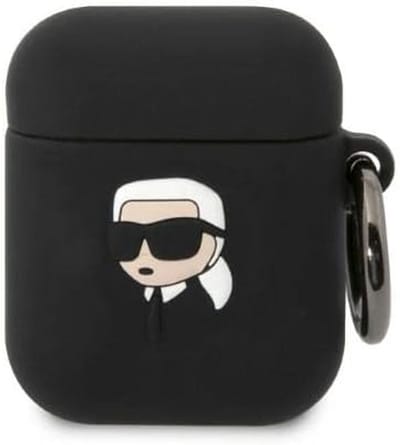 3D Siliconen Hoesje voor AirPods 1 & 2 - Hoofd Design - Zwart