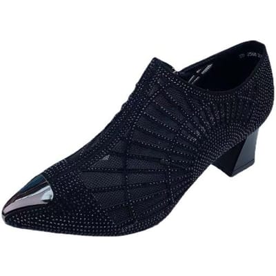 Dames Sandalen Zomer Nieuw Holle Mesh Boor Damesschoenen Dames Dikke Hak Puntige Hoge Hakken 35 zwart