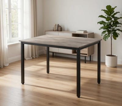 Industriële Eettafel 70x110x77 cm - Robuuste Keukentafel voor 4 personen - Moderne Woonkamer, Eetkamer en Bureau - Greige Gemêleerd Tafelblad + Mat Zwart Stalen Frame - Duurzaam en Stijlvol Design ...