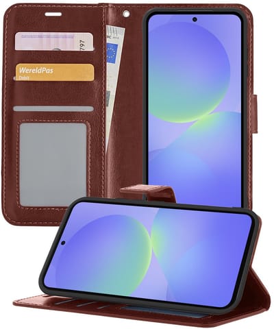 Hoesje - Geschikt voor Samsung Galaxy A36 - Luxe Bookcase - Walletcase Hoes - Portemonnee - Cover - Telefoonhoes - Bruin