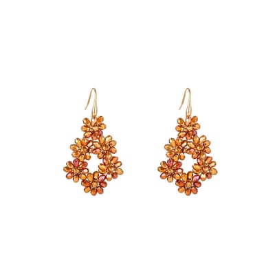Go Dutch Label Oorhangers 6 bloemen kralen Bruin