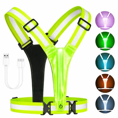 Hardloopverlichting LED Vest – USB Oplaadbaar – 360° Zichtbaar – Reflecterend Hardloopvest – Veiligheidsvest – Unisex – Groen