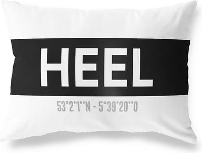 Tuinkussen HEEL - LIMBURG met coördinaten - Buitenkussen - Bootkussen - Weerbestendig - Jouw Plaats - Studio216 - Modern - Zwart-Wit - 50x30cm