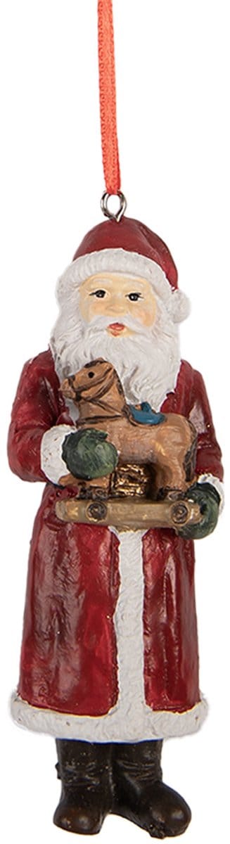 Clayre & Eef Kersthanger Kerstman 11 cm Rood Kunststof