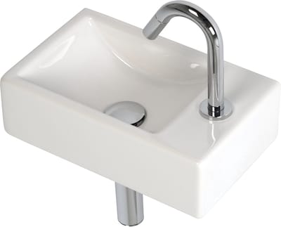 Plieger Houston & Lupo 2.0 Fonteinset – 37 x 23 x 11 cm – Complete set – Wasbak keramiek wit – Toiletkraan chroom rechts