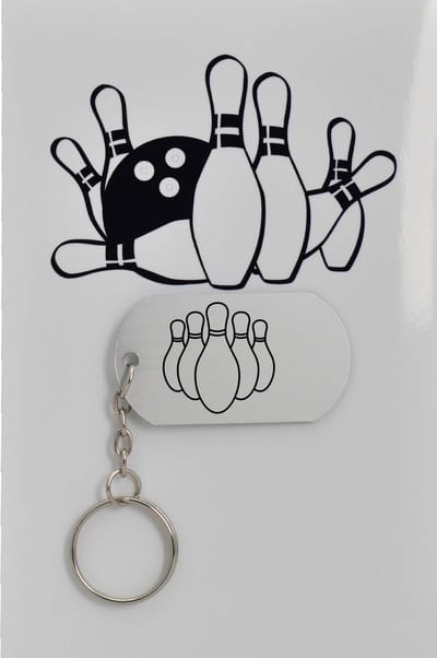 bowlen sleutelhanger inclusief kaart - sport cadeau - sporten - Leuk kado voor je sporter om te geven - 2.9 x 5.4CM