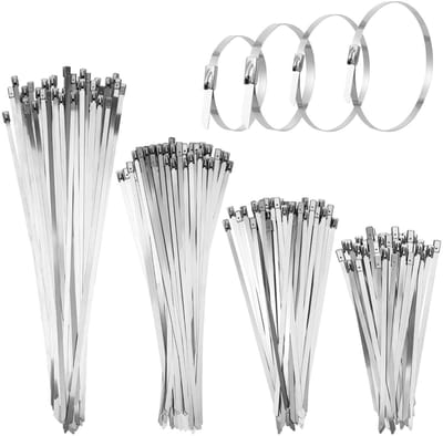 Dailygoods- Kabelbinders 200 Stuks - Roestvrij Staal - Heavy Duty - Zelfvergrendelend - Anticorrosief - Treksterkte ≥ 500N - Bindbanden