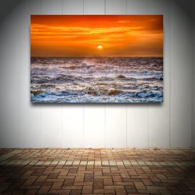Dibond Schilderij | Foto op dibond, Stormachtige Zonsondergang (90x60cm)