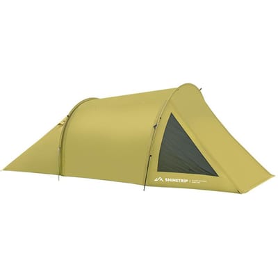 Motorfiets Kampeer Tunnel Tent 2 Kamer Tenten voor Kamperen Waterdicht en UV Bescherming Gemaakt van 150D geel