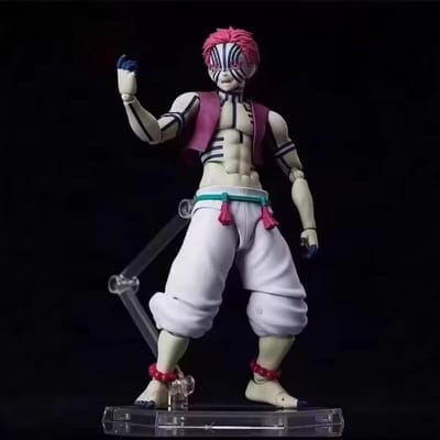 15cm Akaza Actiefiguur Demon Slayer Bovenste Maan Drie Beweegbare Gewrichten Strijd GK Figuur Verzamelfiguur Cadeau Voor Anime Fans gray
