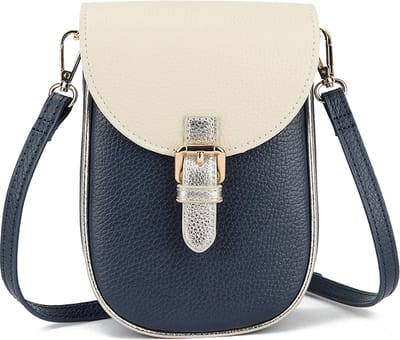 Giuliano Lederen schoudertas Linde - Donker blauw/Beige