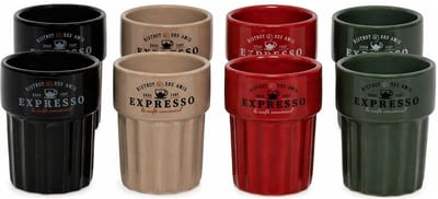 Home Deco Factory koffiekopjes Italia - set 8x - kleurenmix - 300 ml - keramiek - mokken