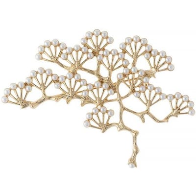 High-End Prachtige Volledig Parel Oude Dennenboom Broche Legering Dames Bloemen Prachtige Badge Broche beige