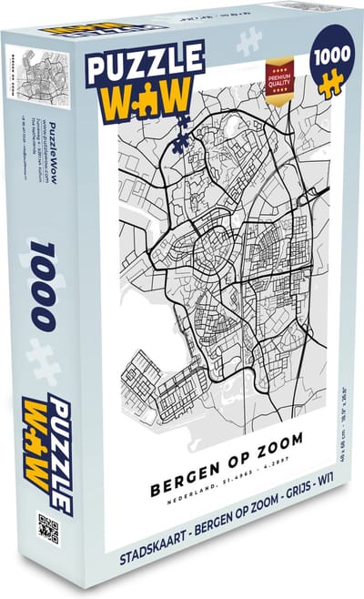 Puzzel Stadskaart - Bergen op Zoom - Grijs - Wit - Legpuzzel - Puzzel 1000 stukjes volwassenen - Plattegrond
