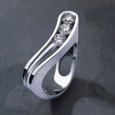 Koppelring Europese en Amerikaanse Sieraden Geometrische Zirkoon Verlovingsring No. 10 gray