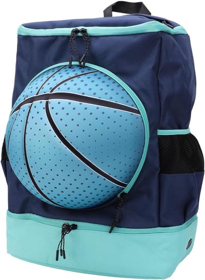 Basketbalrugzak - Sporttas Balschoencompartiment - Sportuitrusting Opbergen - Ademend en Waterafstotend - 40 x 40 x 15 cm - Groen Blauw