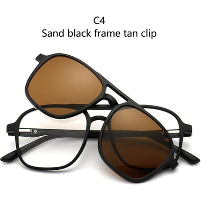Mode Magnetische Clip-On Zonnebrillen 5 Paren Met Optisch Montuur Voor Mannen Vrouwen Myopie Brillen SHOW AS PICTURE brown