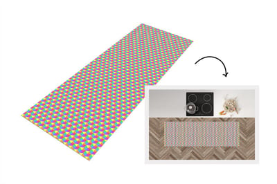 Keukenloper - Loper keuken - Hexagon - Regenboog - Patroon - 150x50 cm - Keukenloper vinyl