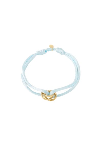 Armband met zonnige dagknoop - Babyblauw - Verkleurt niet - Cadeau - Goudlief.nl