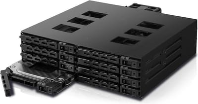 Hardeschijf Caddy - Opslag Uitbreiding - Data Opslag Beheer - 8x 2.5" Hot-Swap - 5.25" Bay - Grijs Zwart