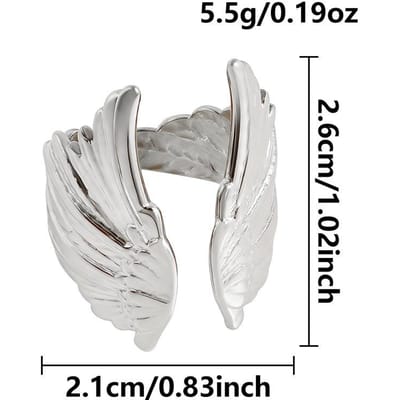 Roestvrijstalen Ringen Voor Vrouwen Mannen Overdreven Punk Engelenvleugels Brede Rand Open Wijsvinger Ring Bedel Sieraden Accessoires resizable brown