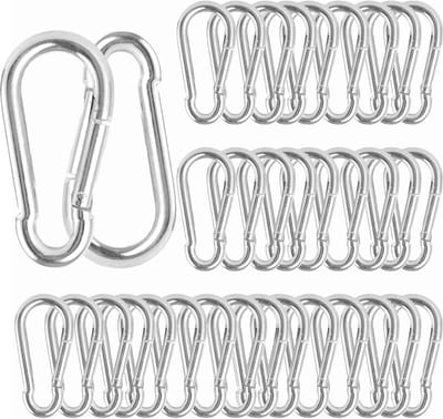 Set van 40 Carabiner Haken 80 mm x 8 mm Gegalvaniseerd, Sterke Snap Haak tot 200 kg, Ideaal voor Outdoor en Camping