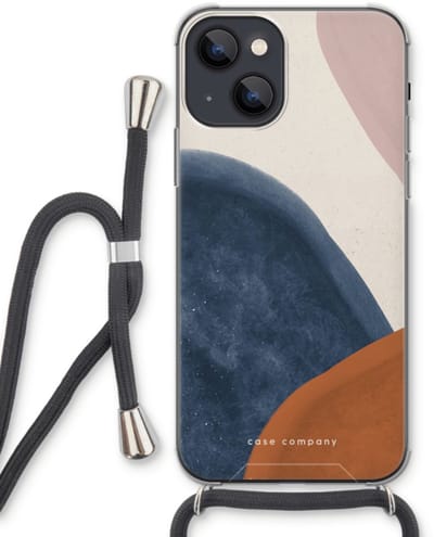 Case Company® - Hoesje met koord geschikt voor iPhone 13 hoesje met Koord - Geo #1 - Telefoonhoesje met Zwart Koord - Bescherming aan alle Kanten en Over de Schermrand