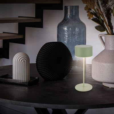 BRILONER Kira - Tafellamp oplaadbaar - dimbaar - met touchfunctie - warm wit licht - binnen en buiten - in hoogte verstelbaar - Ø8 x 19 cm - saliegroen