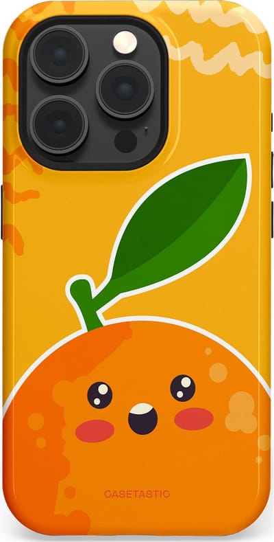 Casetastic Hoesje Geschikt voor Apple iPhone 15 Pro Magsafe - Stijlvolle Beschermende Duo-layer Case - Vrolijke Sinaasappel