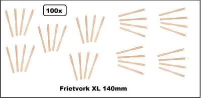100x XL Frietvorkje hout 140mm - Patat friet frites bakje snack vorkje festival thema feest party