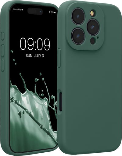 kwmobile telefoonhoesje geschikt voor Apple iPhone 16 Pro - TPU backcover met siliconen coating - Smartphone case in dennengroen