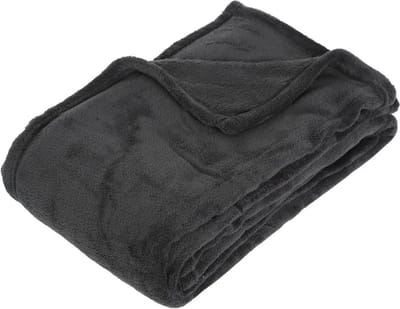 Atmosphera Fleece deken of plaid harig - antraciet - 125 x 150 cm - polyester - Bankdeken - Fleece plaid