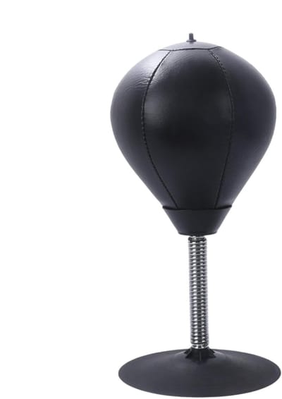 Desktop Bokszak - Mini Speed Bag - Stress Ontlasting - Sterke Zuignap - 37 cm Hoog - Zwart