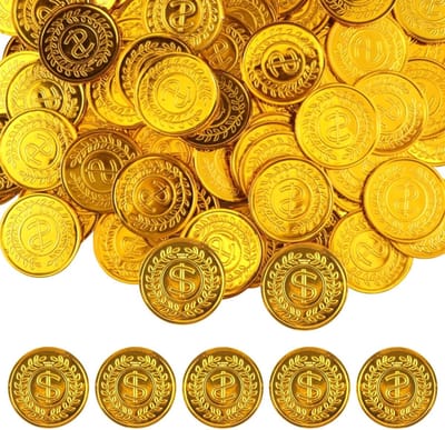 Gouden Speelmunten voor Kinderen - 100 Stuks Piratenmunten voor Schatzoektochten en Feestjes