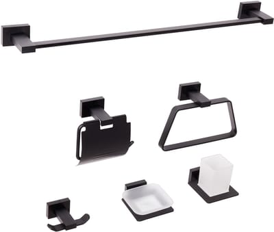 RIOHACHA - 6-delige badkamer hardware set - Zwart - Aluminium