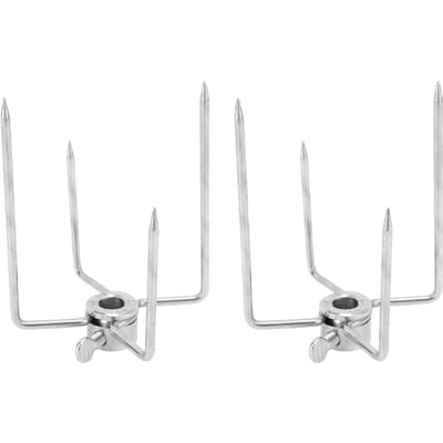 Fourche de rôtisserie 4 griffes Acier inoxydable 304 Électroplaqué Gril Rôtisserie Fourchette à viande pour broche 0,4 po