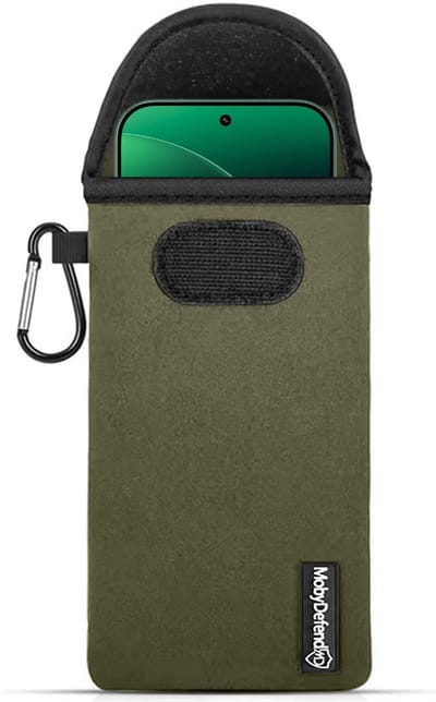 MobyDefend Hoesje - Geschikt voor Xiaomi 17 - Neopreen Pouch Met Karabijnhaak - Insteek - Riemlus - Groen