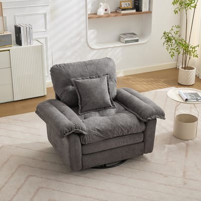 Clruro Draaifauteuil - XL - 360 Graden Draaibaar - met Extra Steunkussen - Chenille - Grijs