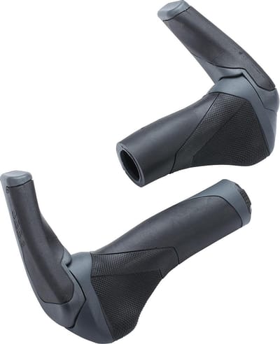 BBB Cycling Ergonomische Handvatten Fiets ErgoStyleSet - Stuurgrips en Bar-ends Geschikt Voor Draaiversneller - Handvatten Fiets Versnelling - Zwart/Grijs - 92 mm & 133 mm - BHG-88