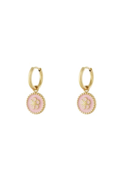 Oorbellen met een bloemenmotief Pink