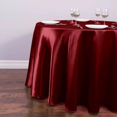 Ronde tafelkleed satijnen tafelkleed goudkleurig polyester voor bruiloft/banket/restaurant - zijdezachte satijnen eettafeldecoraties Diameter 120cm donkerrode kleur