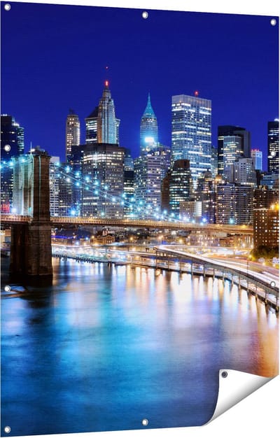Gards Tuinposter Skyline New York in het Centrum - 90x120 cm - Tuindoek - Tuindecoratie - Wanddecoratie buiten - Tuinschilderij