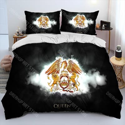 Freddie Mercury Queen-Rockband Dekbedovertrek Beddengoedset, Dekbedovertrek Bedset Quiltovertrek Kussensloop, King Queen Size Beddengoedset AU Double 180x210cm