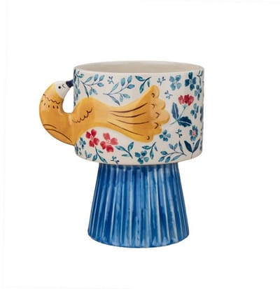 Aardewerk vaas floral bird
