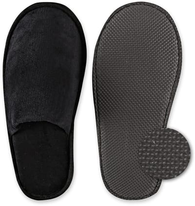 Hygostar Luxe Velours Hotelslippers – Zwart – Gesloten Teen – EVA Zool – One Size – Per Paar