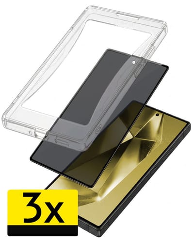 Anti-Spy Screenprotector - Geschikt voor Samsung Galaxy S24 Ultra - 3 Stuks - Met Installatie Kit - Flexibel Glas - Privacy Beschermglas - Tempered Glass - Screen Protector