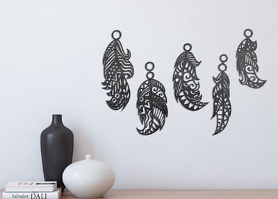 Boho houten veren muurdecoratie: boho home Art- home decoratie- wanddecoratie- veren - boho design- kunst aan de muur
