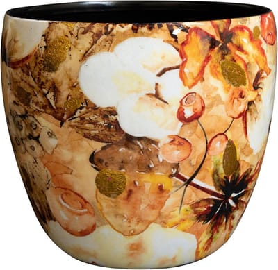 TS Collection - Bloempot Cotton cream - 17x15 - Metaal & Epoxy - Exclusieve woonitems voor binnen - Handgemaakt - Unieke print - Designed by Lammie