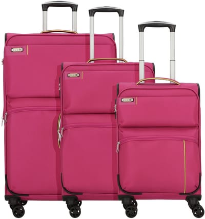 d & n Travel Line 6704 4 wielen Kofferset 3-delig - Zachte bagage - Combinatieslot - pink